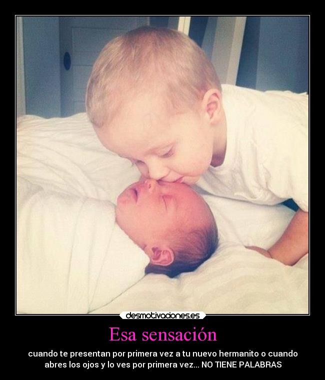 Esa sensación - cuando te presentan por primera vez a tu nuevo hermanito o cuando
abres los ojos y lo ves por primera vez... NO TIENE PALABRAS