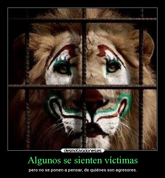 Algunos se sienten víctimas - pero no se ponen a pensar, de quiénes son agresores.