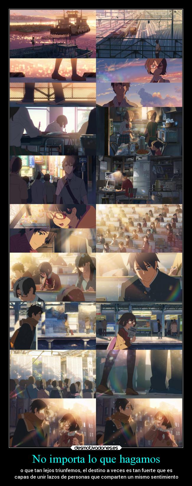 No importa lo que hagamos - o que tan lejos triunfemos, el destino a veces es tan fuerte que es
capas de unir lazos de personas que comparten un mismo sentimiento