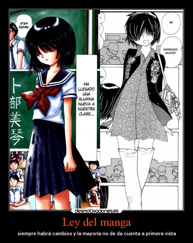 Ley del manga - siempre habrá cambios y la mayoría no de da cuenta a primera vista