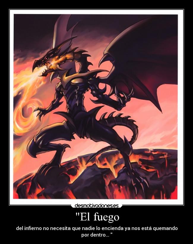 carteles anime yugioh duel monsters dragon negro ojos rojos fuego desmotivaciones