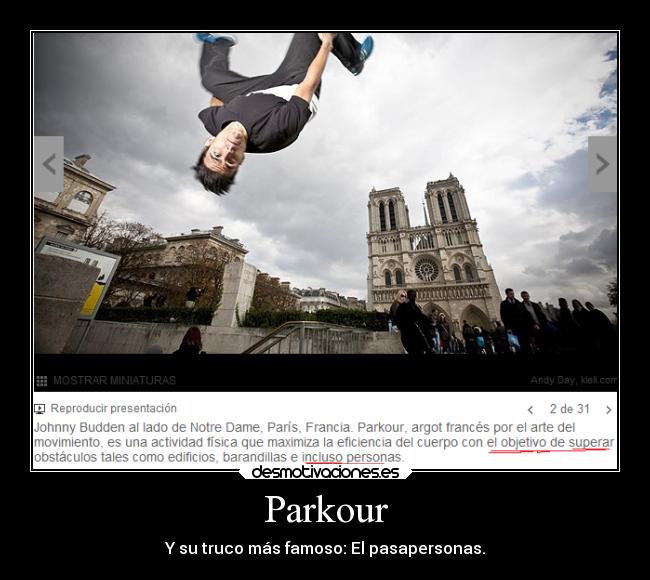 Parkour - Y su truco más famoso: El pasapersonas.