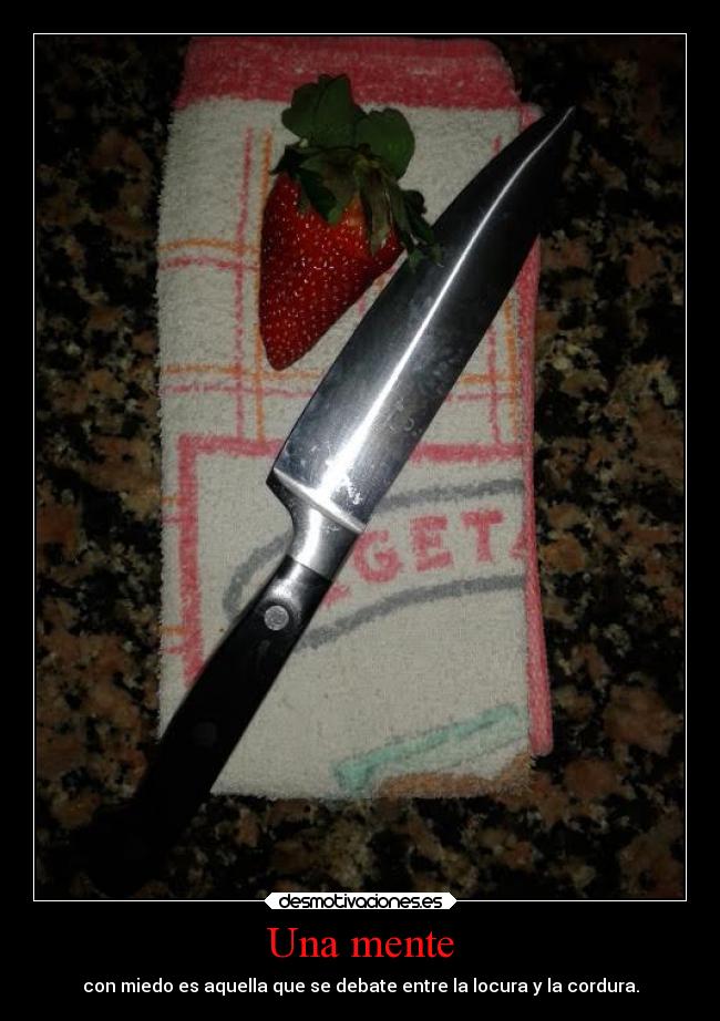 Una mente - con miedo es aquella que se debate entre la locura y la cordura.