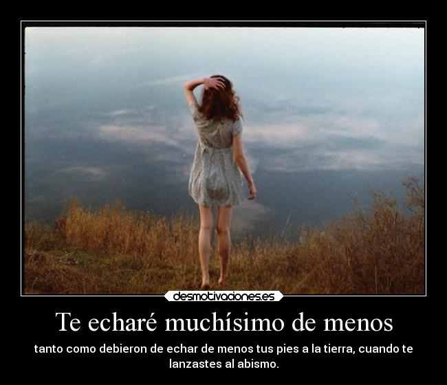 Te echaré muchísimo de menos - tanto como debieron de echar de menos tus pies a la tierra, cuando te
lanzastes al abismo.