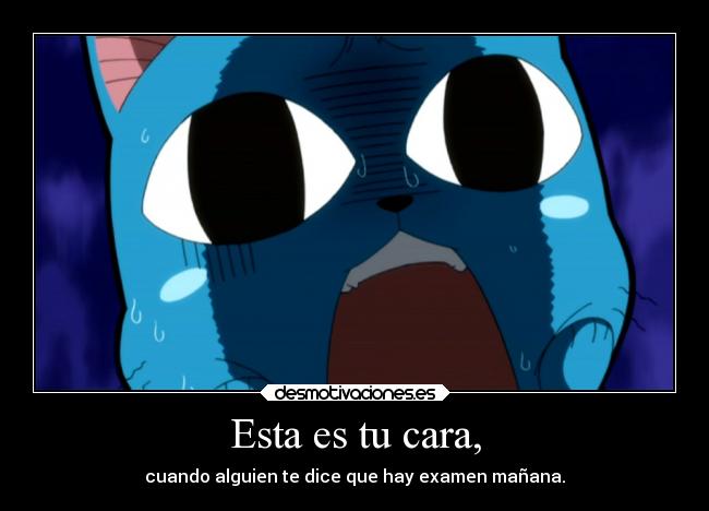 Esta es tu cara, - cuando alguien te dice que hay examen mañana.