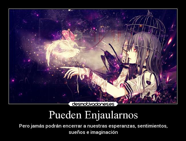Pueden Enjaularnos - Pero jamás podrán encerrar a nuestras esperanzas, sentimientos,
sueños e imaginación