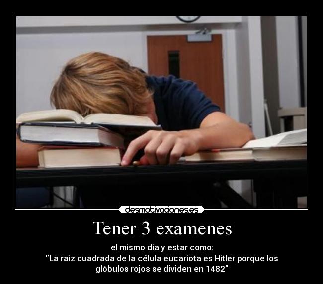 carteles examenes locura examenes escuela desmotivaciones