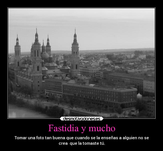 Fastidia y mucho - Tomar una foto tan buena que cuando se la enseñas a alguien no se
crea  que la tomaste tú.