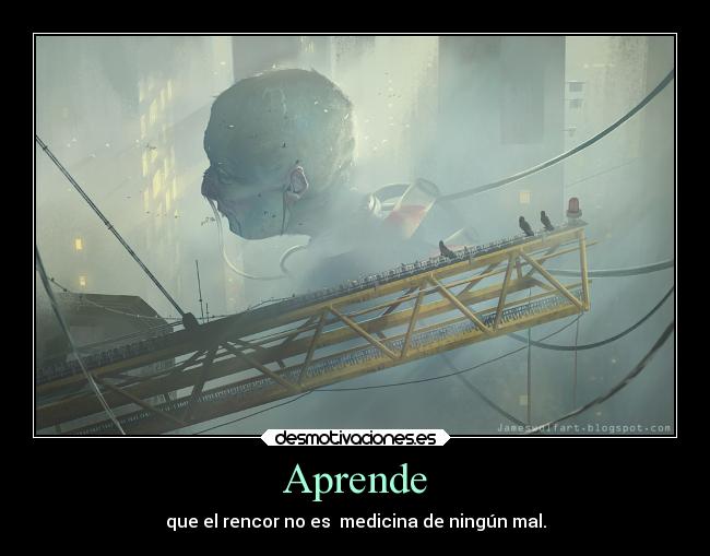 Aprende - que el rencor no es medicina de ningún mal.