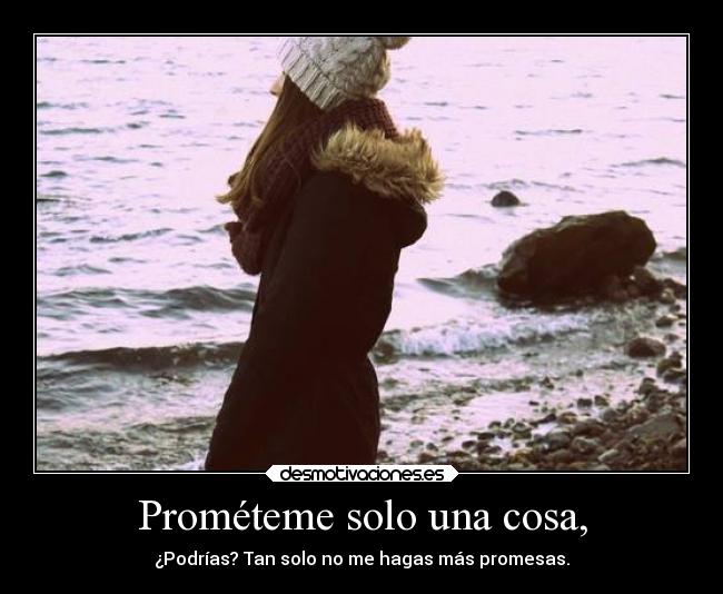 Prométeme solo una cosa, - ¿Podrías? Tan solo no me hagas más promesas.