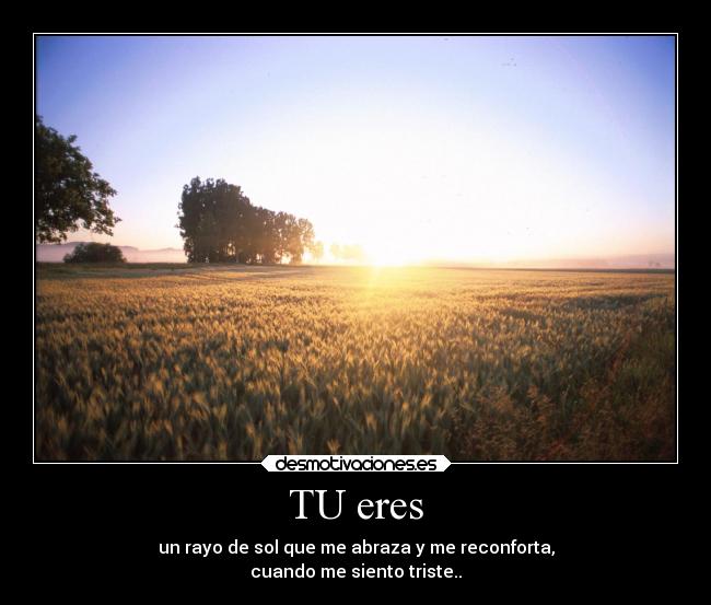 TU eres - un rayo de sol que me abraza y me reconforta,
cuando me siento triste..