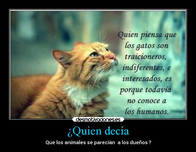 ¿Quien decía - Que los animales se parecían a los dueños ?