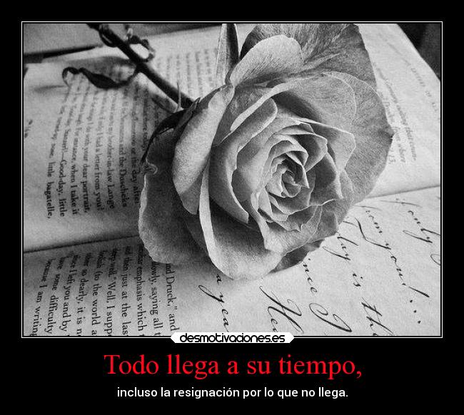Todo llega a su tiempo, - incluso la resignación por lo que no llega.