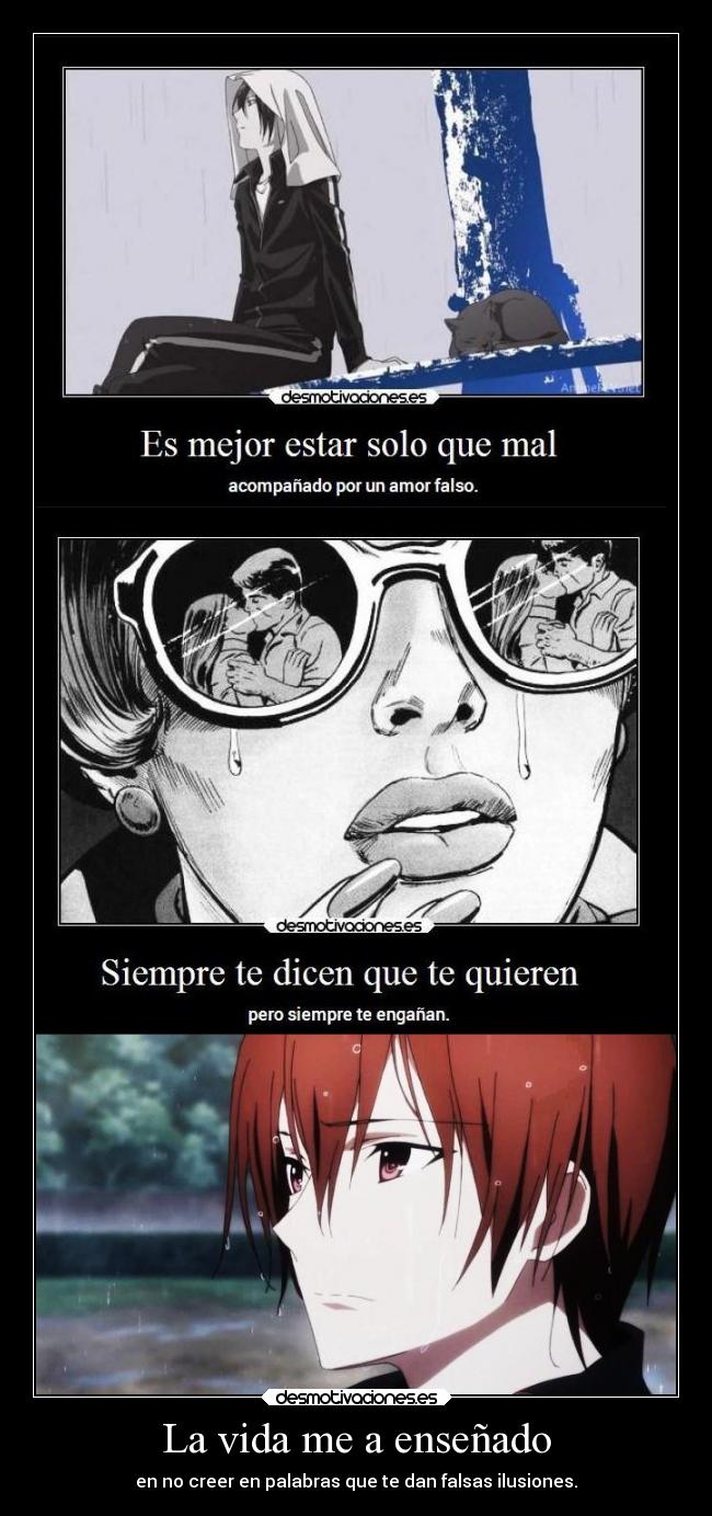 carteles vida amor anime manga falsa ilusiones noragami desmotivaciones