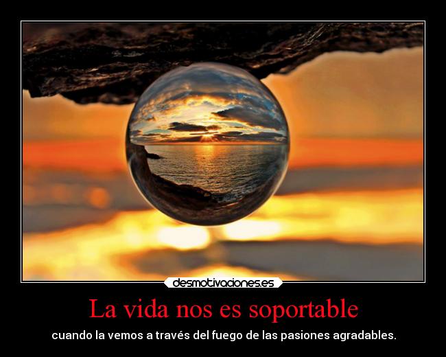 La vida nos es soportable - cuando la vemos a través del fuego de las pasiones agradables.
