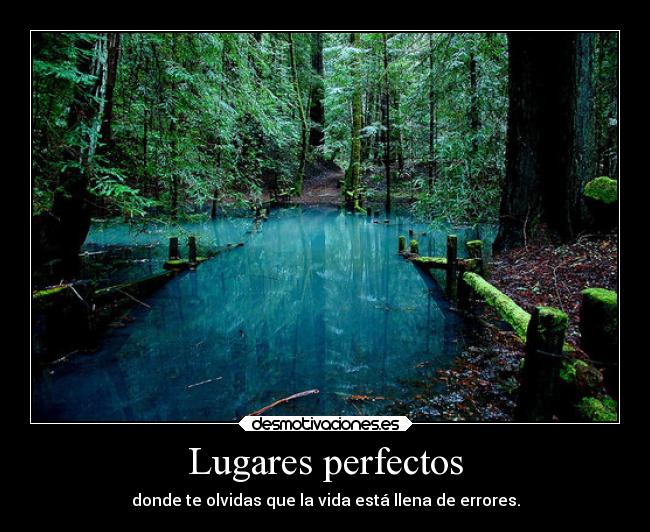 Lugares perfectos - donde te olvidas que la vida está llena de errores.