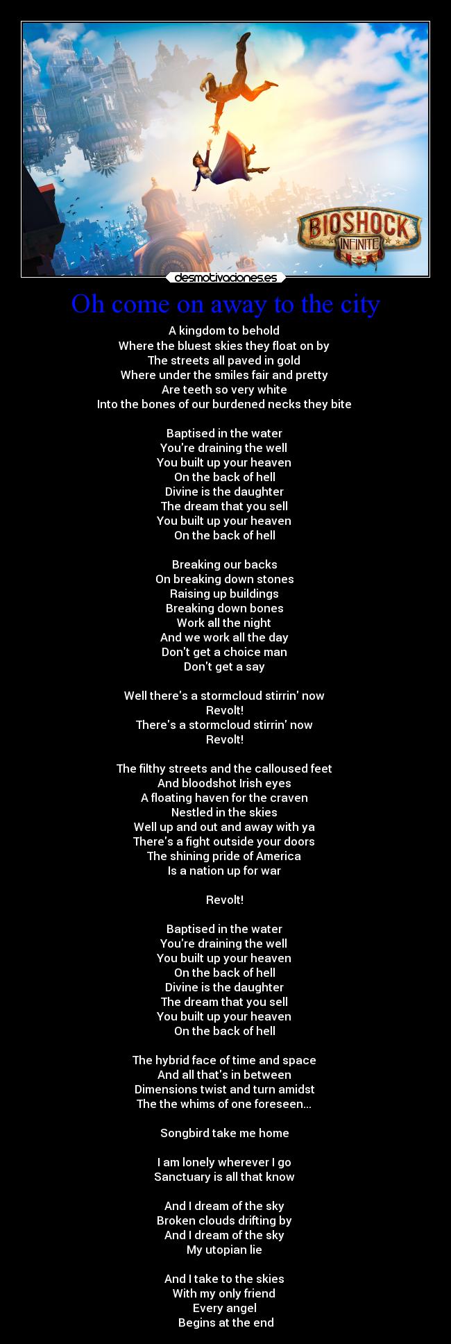 carteles videojuegos bioshock infinite dream the sky cancion desmotivaciones