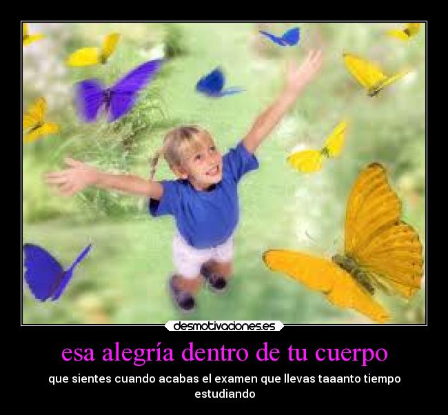 esa alegría dentro de tu cuerpo - que sientes cuando acabas el examen que llevas taaanto tiempo
estudiando