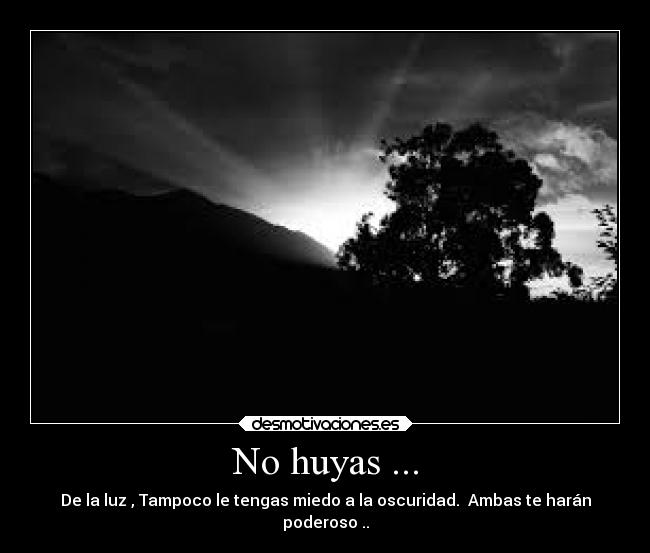 No huyas ... - De la luz , Tampoco le tengas miedo a la oscuridad. Ambas te harán
poderoso ..