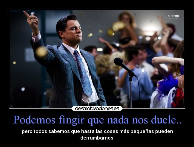 Podemos fingir que nada nos duele.. - pero todos sabemos que hasta las cosas más pequeñas pueden
derrumbarnos.