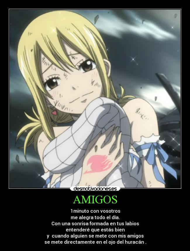 carteles amigos ayuda ausencia anime amor amistad amigos abrazos fairy tail natsu lucy desmotivaciones