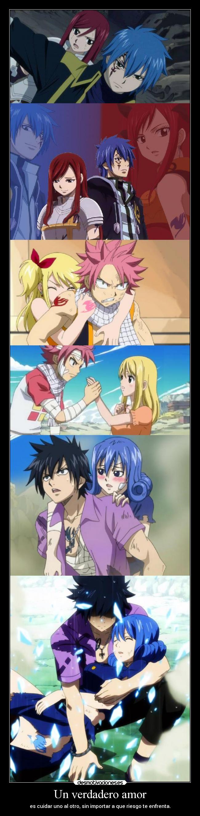 carteles amor anime fairy tail erza jellal natsu lucy gray juvia desmotivaciones