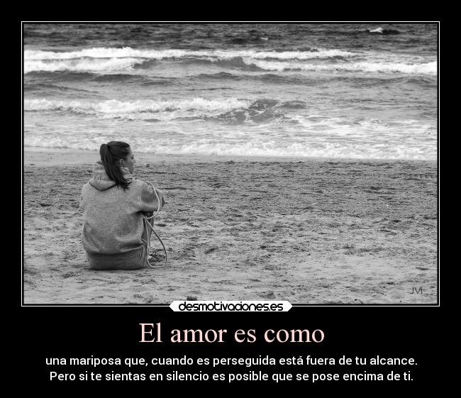 El amor es como - una mariposa que, cuando es perseguida está fuera de tu alcance.
Pero si te sientas en silencio es posible que se pose encima de ti.