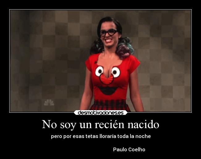 No soy un recién nacido - pero por esas tetas lloraría toda la noche

                                              Paulo Coelho