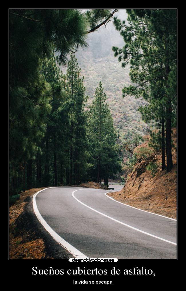 Sueños cubiertos de asfalto, - la vida se escapa.