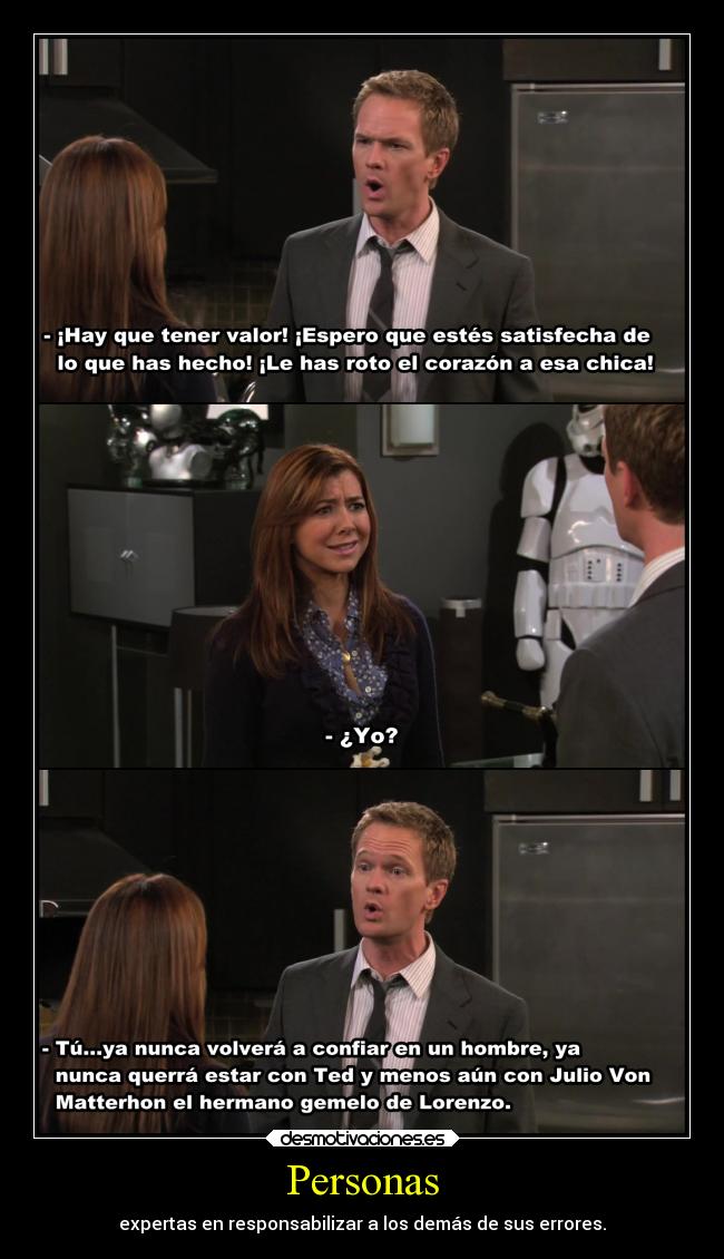 Personas - expertas en responsabilizar a los demás de sus errores.