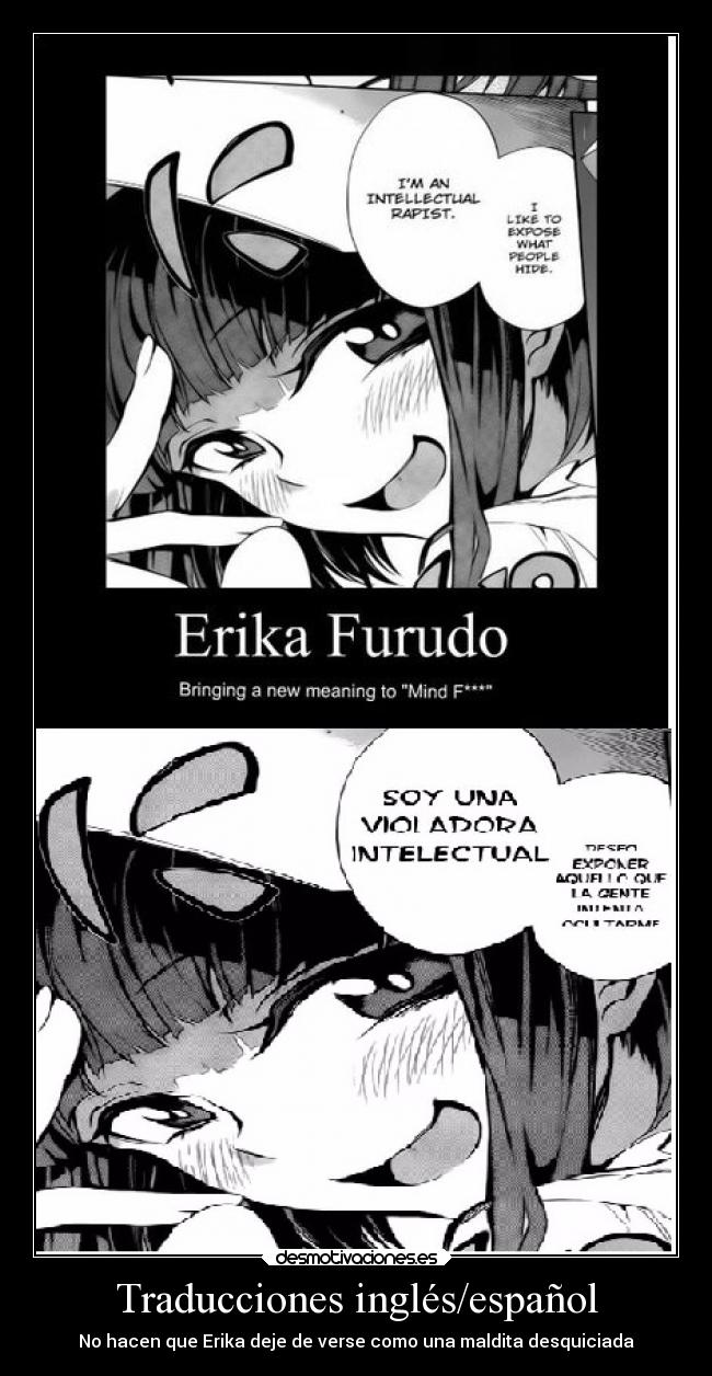carteles anime furudo erika umineko naku koro chiru intellectual rapist desmotivaciones
