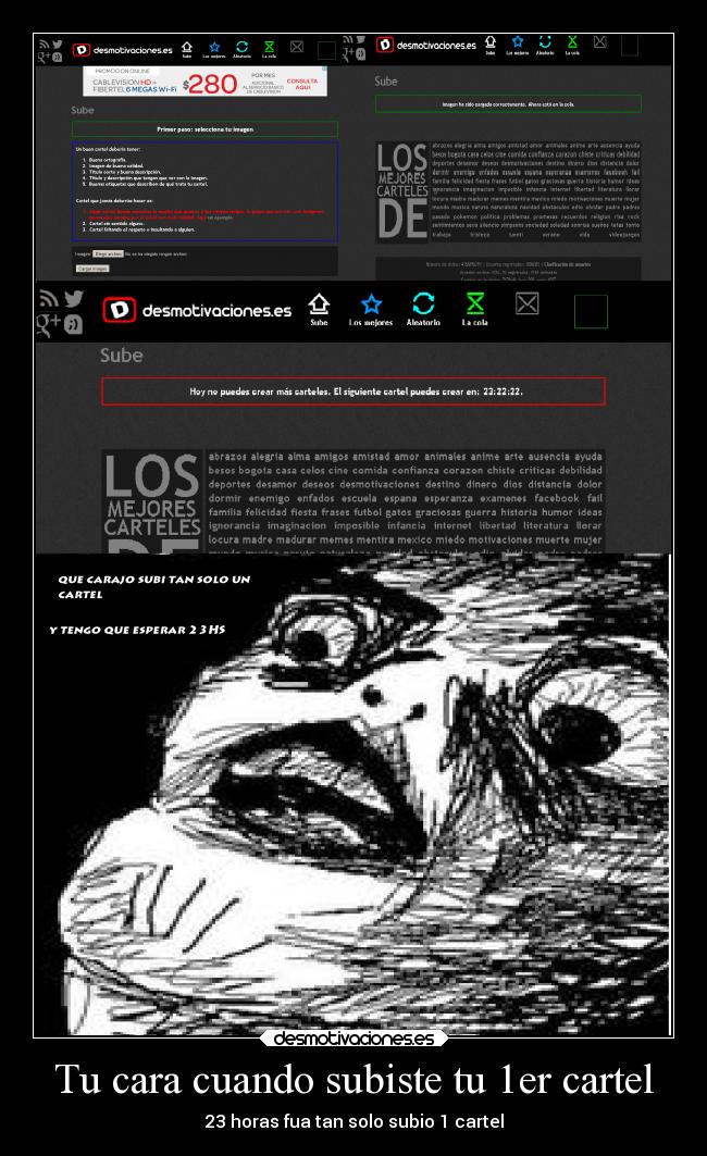 Tu cara cuando subiste tu 1er cartel - 23 horas fua tan solo subio 1 cartel
