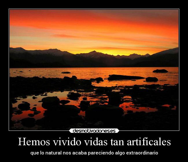 Hemos vivido vidas tan artificales -