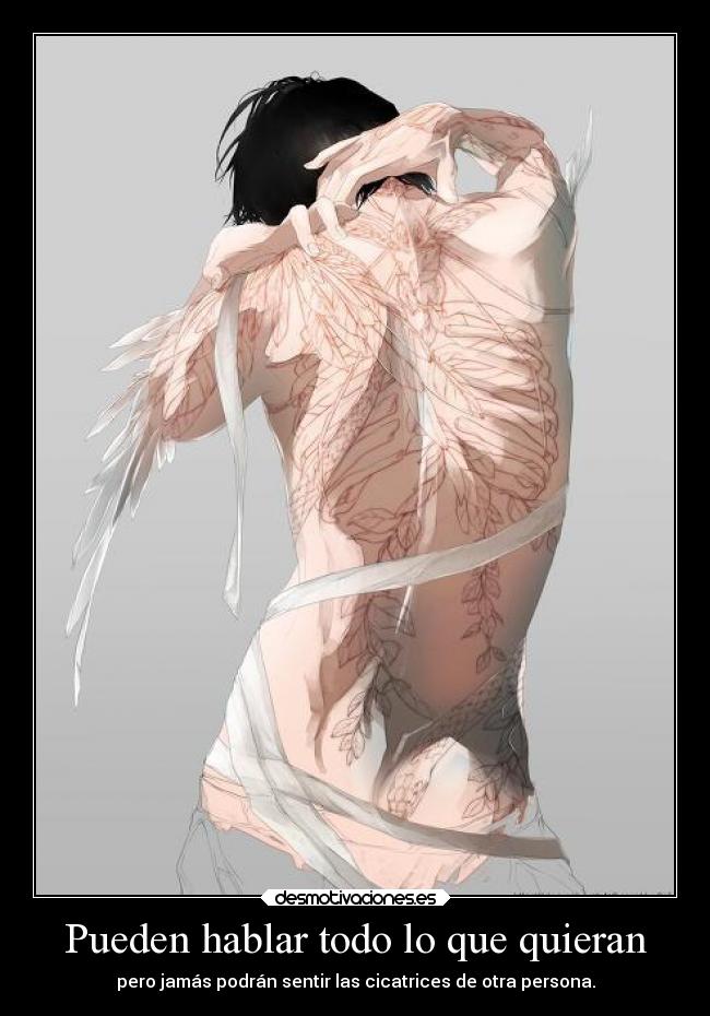 Pueden hablar todo lo que quieran - pero jamás podrán sentir las cicatrices de otra persona.