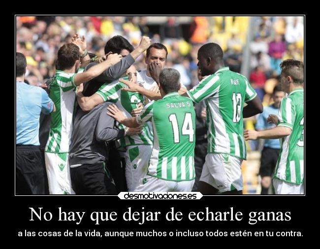 No hay que dejar de echarle ganas - a las cosas de la vida, aunque muchos o incluso todos estén en tu contra.