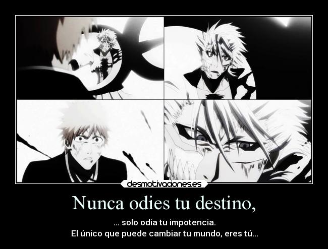 carteles destino odio destino vida anime bleach desmotivaciones