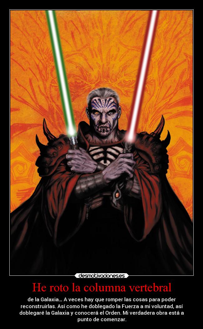 carteles frases star wars era del legado darth krayt asharad hett regla uno desmotivaciones