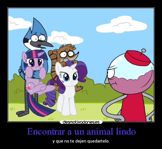 carteles humor crossover little pony regular show mordecai rigby benson rarity twilight ejercitodemar desmotivaciones