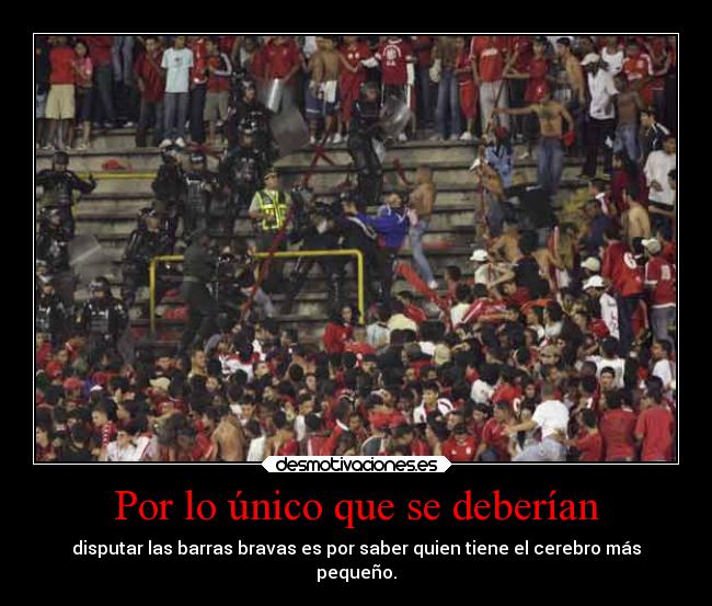 Por lo único que se deberían - disputar las barras bravas es por saber quien tiene el cerebro más
pequeño.