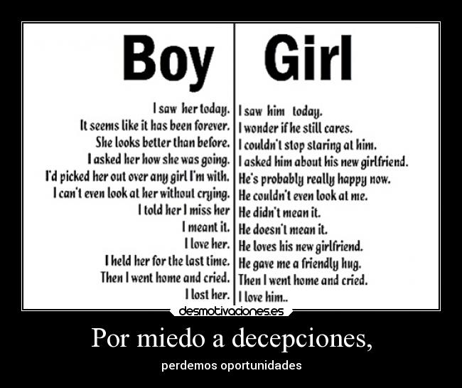 Por miedo a decepciones, - perdemos oportunidades