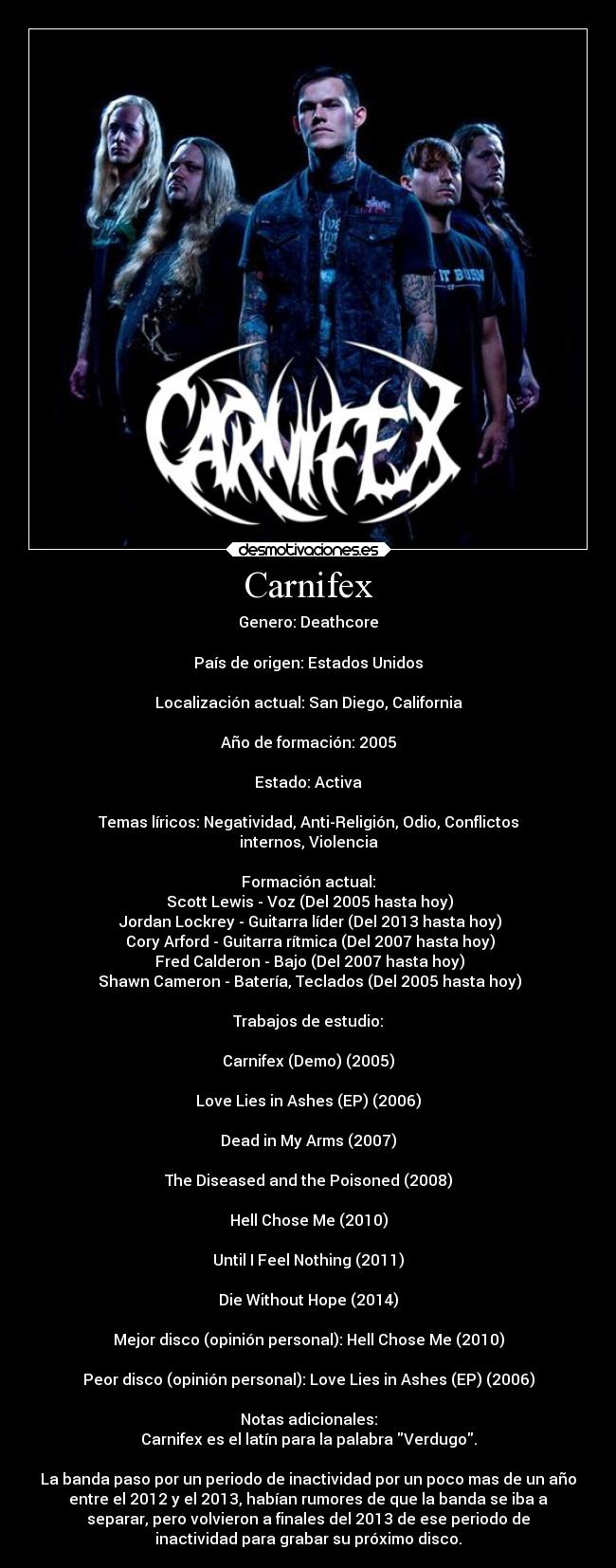 carteles musica rock carnifex deathmetal deathcore heavymetal metallum desmotivaciones