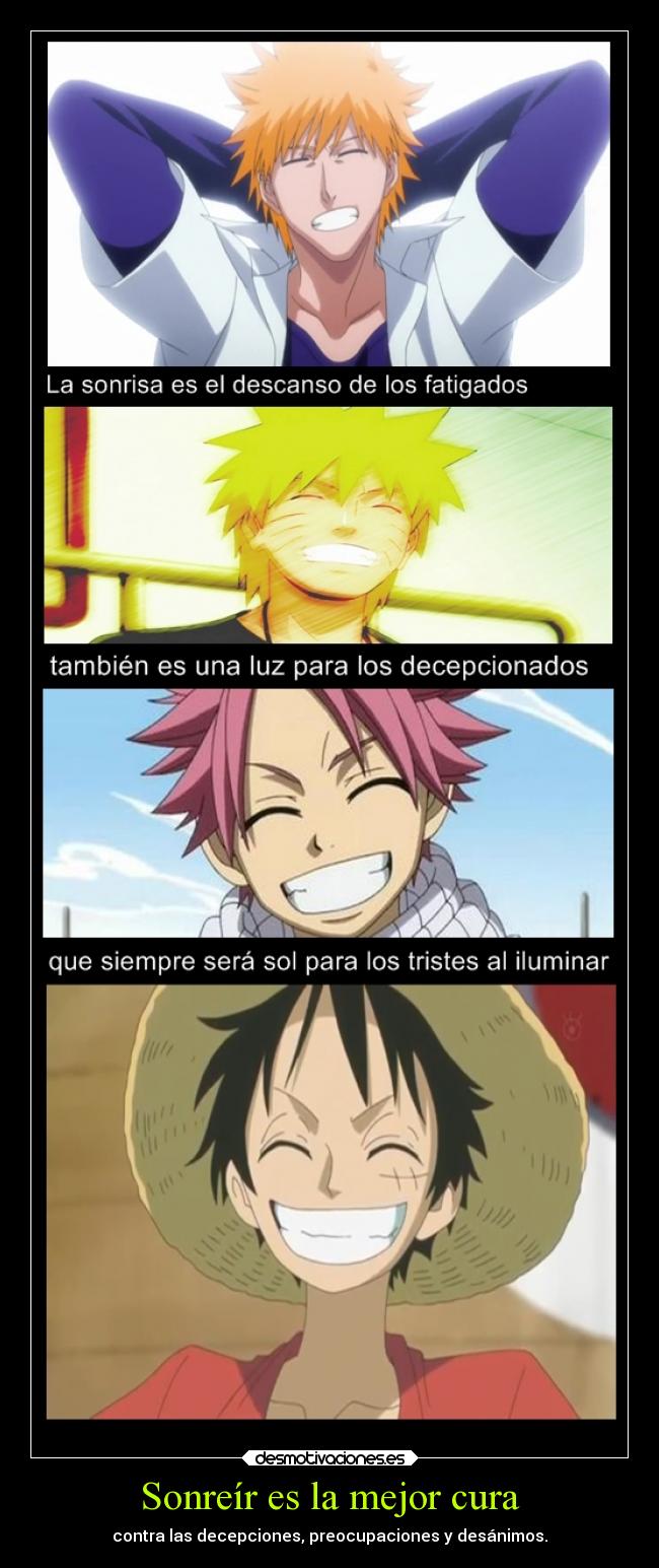 carteles naruto anime bleach shippuden fairy tail one piece sonrisas desmotivaciones