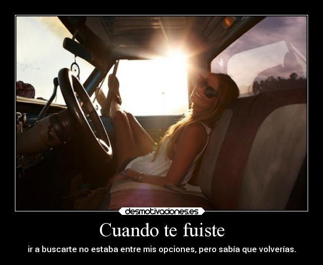 Cuando te fuiste - ir a buscarte no estaba entre mis opciones, pero sabía que volverías.