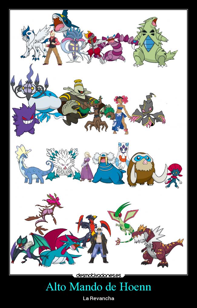 carteles pokemon pasado hoenn confirmed alto mando elite four revancha modo reto sixto fatima nivea dracon desmotivaciones