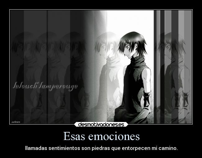 Esas emociones - llamadas sentimientos son piedras que entorpecen mi camino.