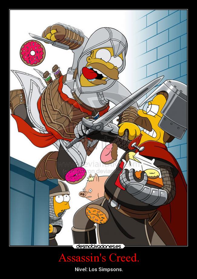 carteles simpsons videojuegos assassincreed homer altair flanders templario desmotivaciones