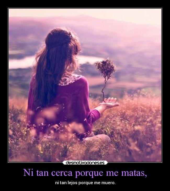 Ni tan cerca porque me matas, - ni tan lejos porque me muero.