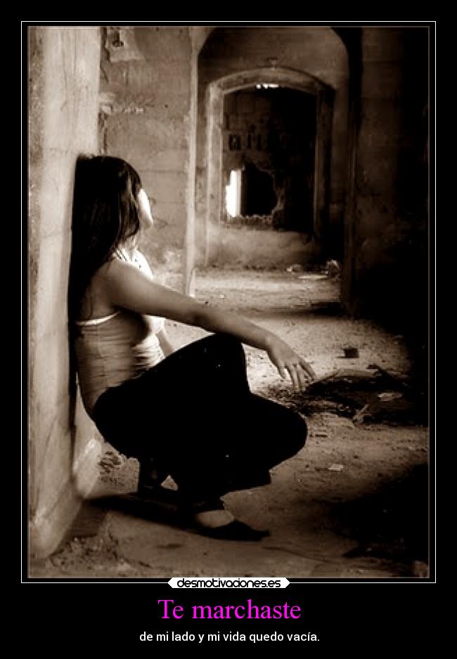 Te marchaste - de mi lado y mi vida quedo vacía.