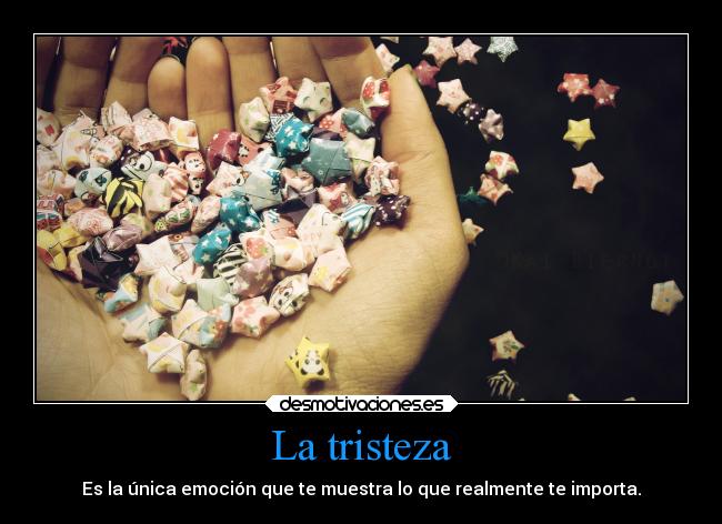 La tristeza - Es la única emoción que te muestra lo que realmente te importa.