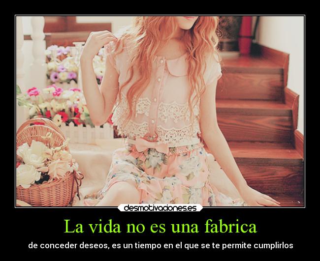 La vida no es una fabrica - de conceder deseos, es un tiempo en el que se te permite cumplirlos